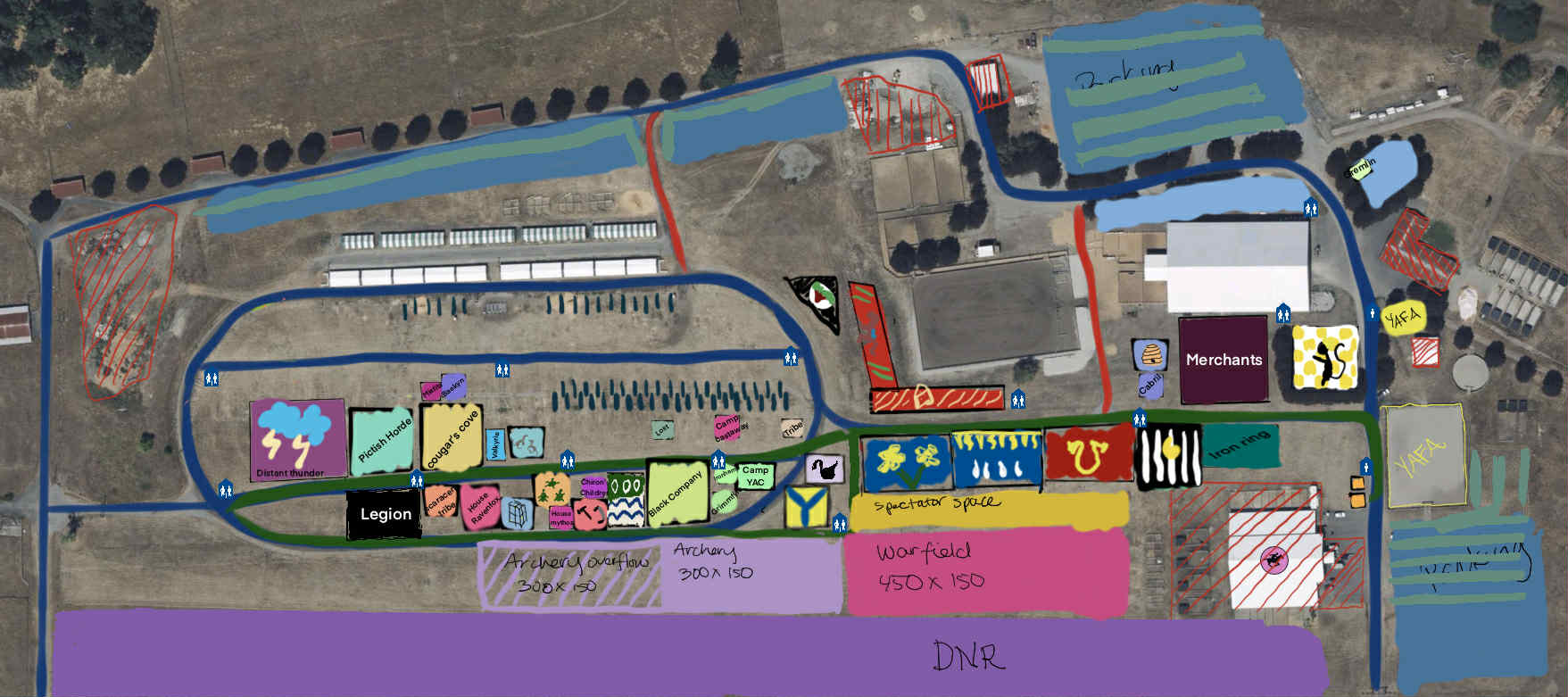 Camping layout for Autumn War. Please enquire at Gate for where you or your group are camping if you cannot view the image.